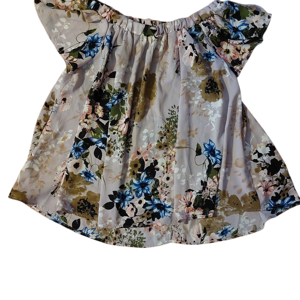 Floral Flutter Sleeve Blouse Sz L